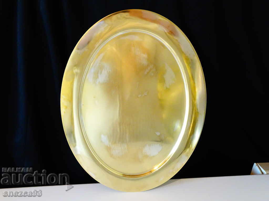 Bronze tray, platter, 39 cm, 730 g, marked with price 29.00 BGN | € 14.83 Bronze tray, platter, 39 cm, 730 g, marked with price 29.00 BGN | € 14.83