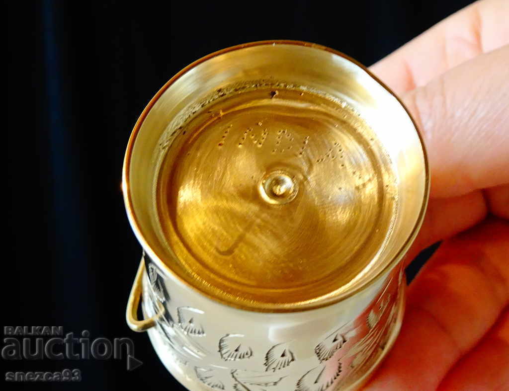 Bronze rakia cup, cauldron, engraved - 7 Bronze rakia cup, cauldron, engraved - 7