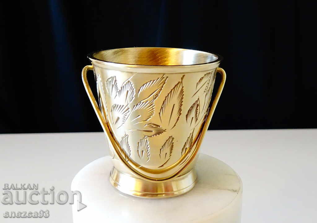 Bronze rakia cup, cauldron, engraved Bronze rakia cup, cauldron, engraved