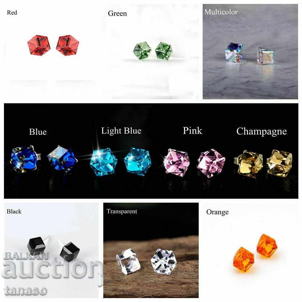 Cercei cu cuburi mici de cristal - 7