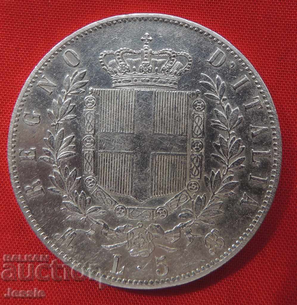 5 Lire 1870 M Italia argint - CALITATE