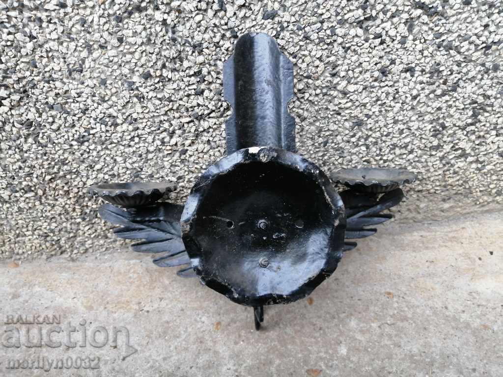 Аукцион Стойка за електрическа лампа двойка ковано желязо Аукцион Стойка за електрическа лампа двойка ковано желязо