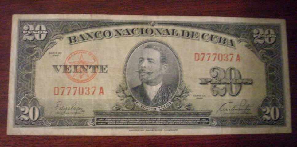 CUBA 20 PESOS 1949