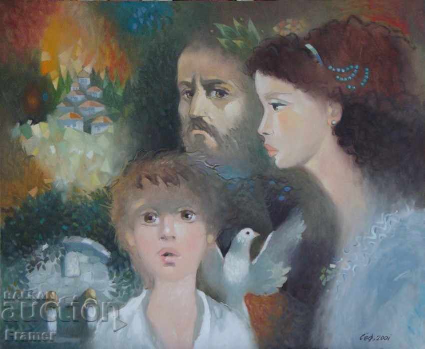 Suli Seferov - Family 2001 Oil painting with price 4200.00 BGN | € 2147.43