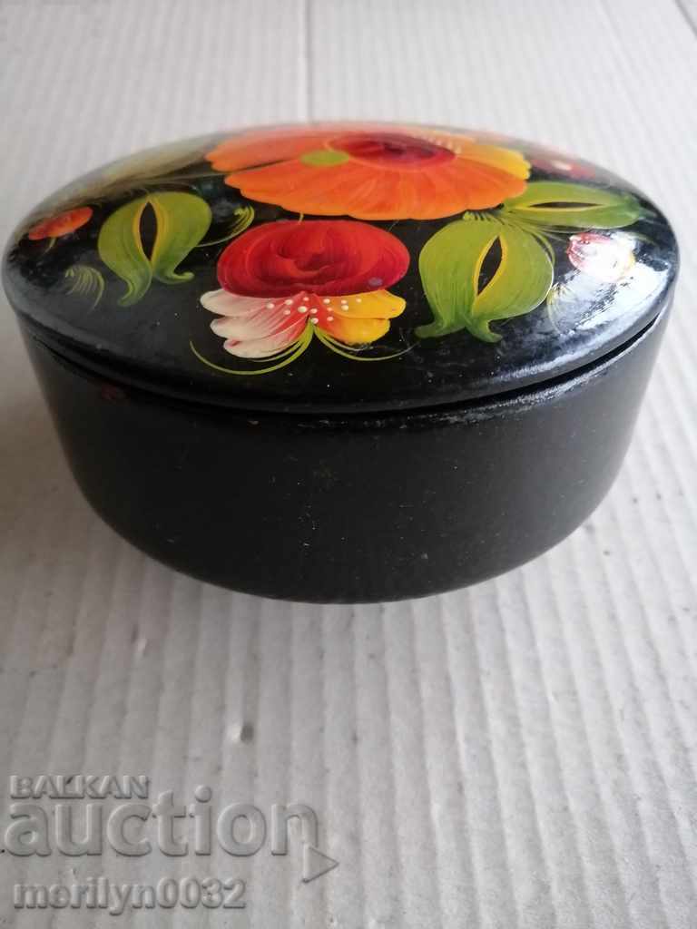 Wooden hand-painted jewelry box lacquer miniature