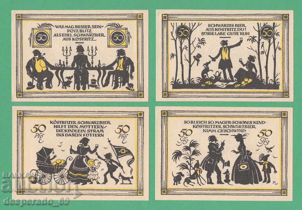 (¯`'•.¸NOTGELD (гр. Köstritz) 1921 UNC -4 бр.банкноти.•'´¯)