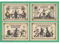 (¯`'•.¸NOTGELD (orașul Köstritz) 1921 UNC -4 buc. bancnote.•'´¯)