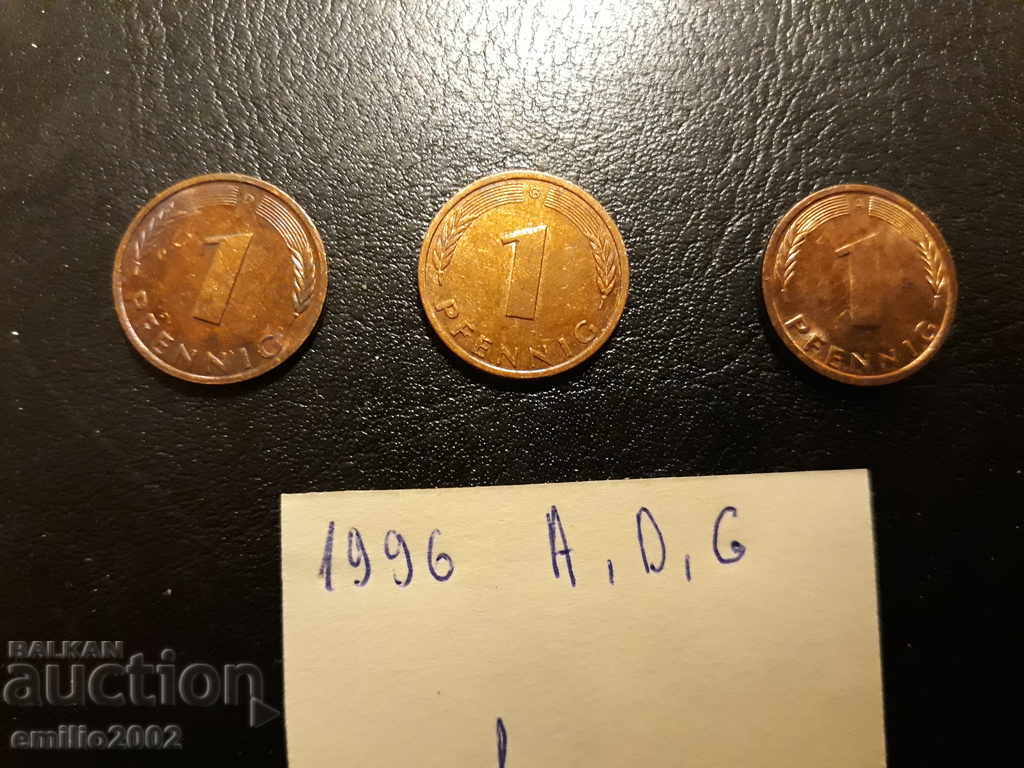 1 pfening lot 3pcs 1950 ADG BDR - GFR - Germany with price 0.99 BGN | € 0.51 1 pfening lot 3pcs 1950 ADG BDR - GFR - Germany with price 0.99 BGN | € 0.51