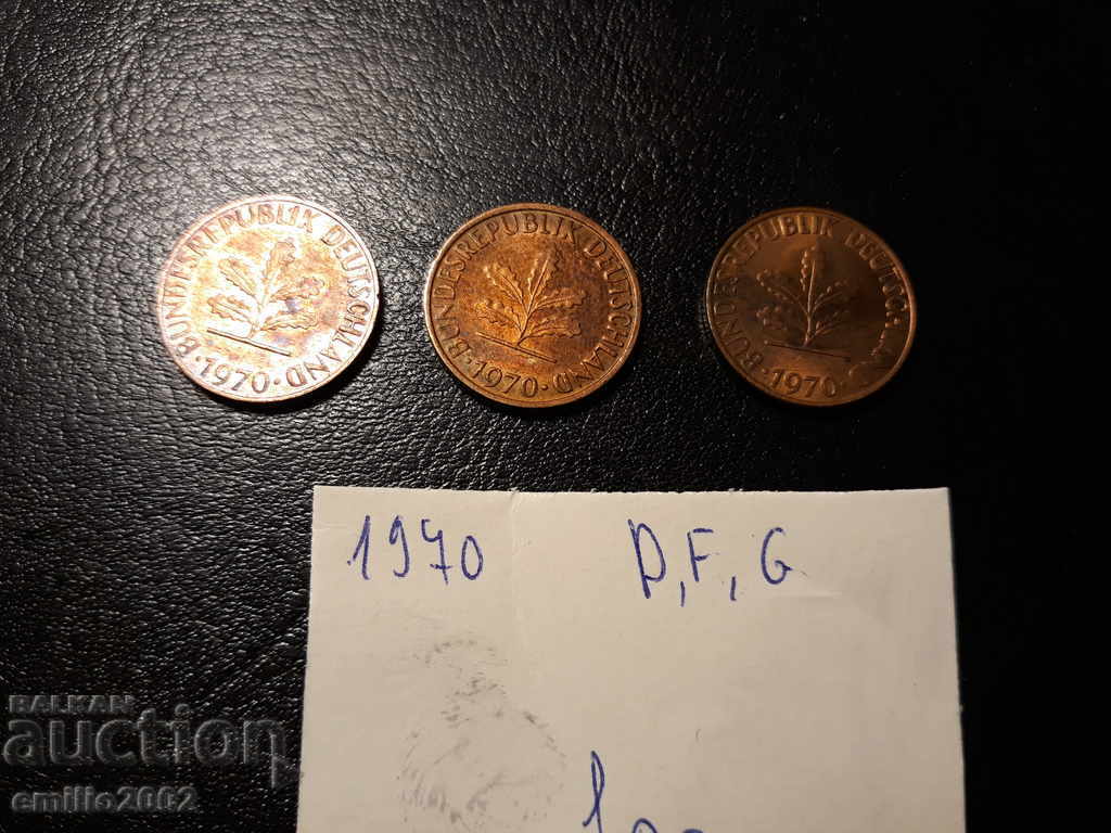 1 pfning lot 3pcs 1970 DFG BDR - GFR - Germany with price 0.99 BGN | € 0.51 1 pfning lot 3pcs 1970 DFG BDR - GFR - Germany with price 0.99 BGN | € 0.51