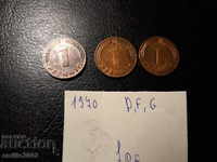 1 pfning lot 3pcs 1970 DFG BDR - GFR - Germany