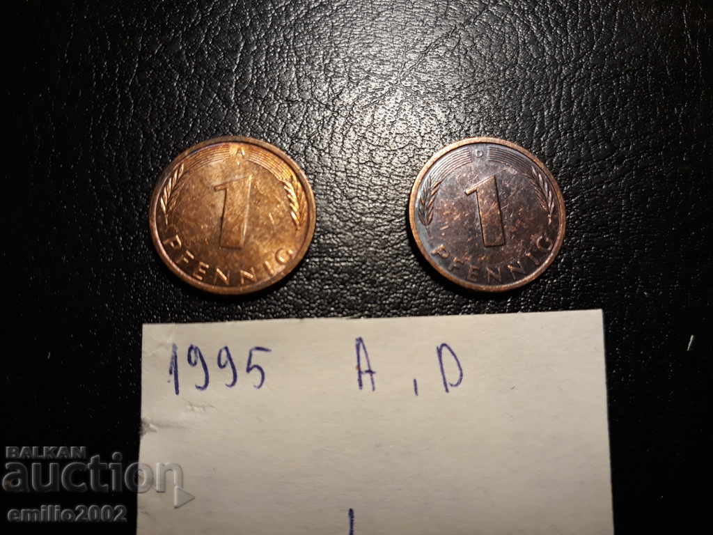1 pfening lot 2pc 1995 AD BDR - GFR - Germany with price 0.69 BGN | € 0.35 1 pfening lot 2pc 1995 AD BDR - GFR - Germany with price 0.69 BGN | € 0.35