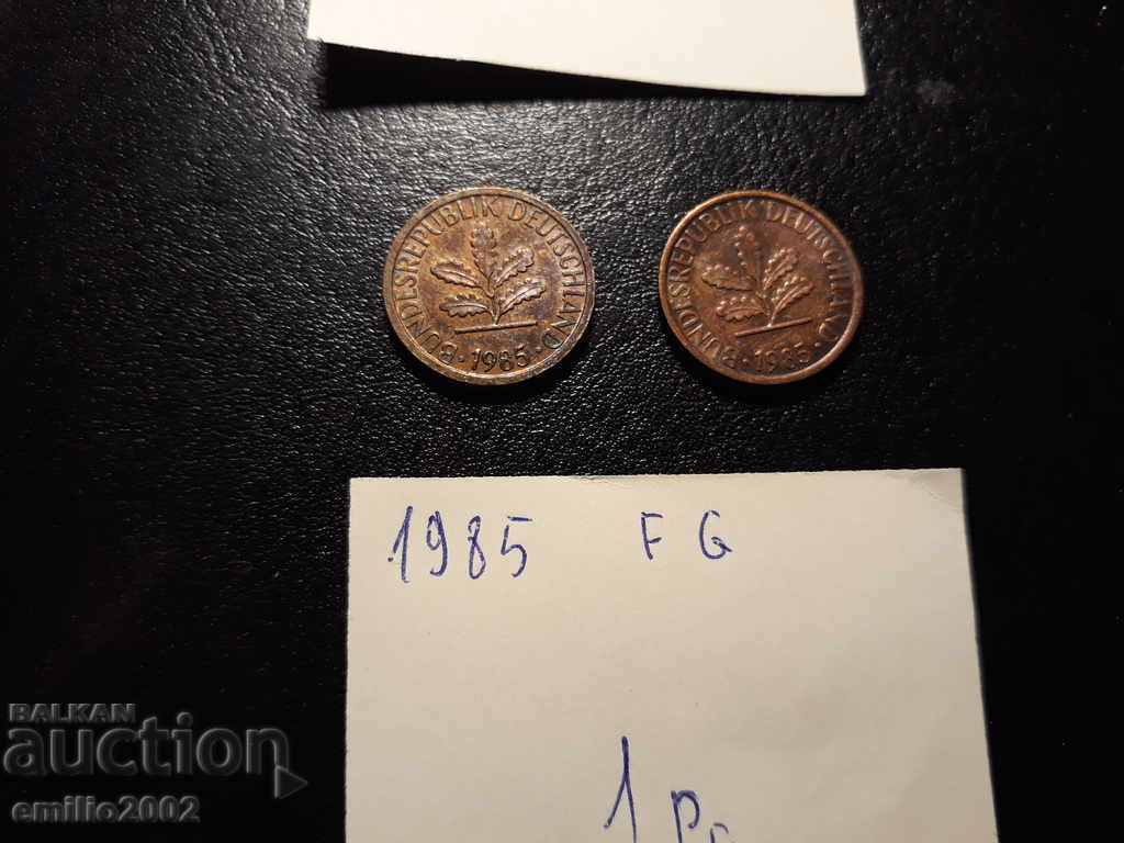 1 pfening lot 2pcs 1985 FG BDR - GFR - Germany with price 0.69 BGN | € 0.35 1 pfening lot 2pcs 1985 FG BDR - GFR - Germany with price 0.69 BGN | € 0.35