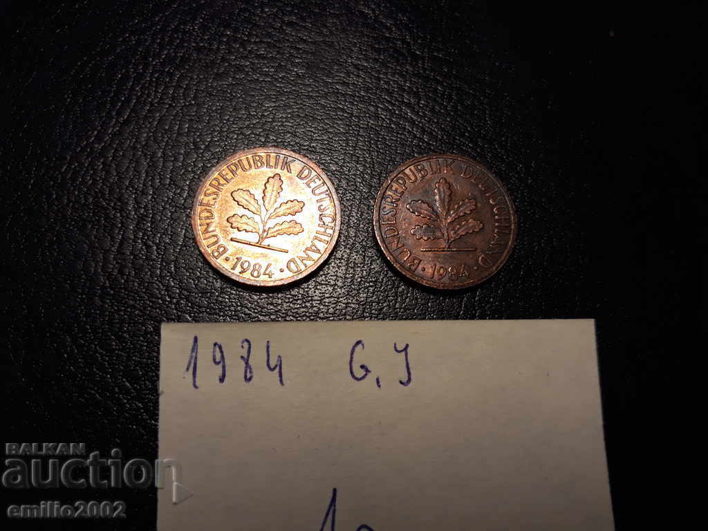 1 pfning lot 2pcs 1984 FG BDR - GFR - Germany with price 0.69 BGN | € 0.35