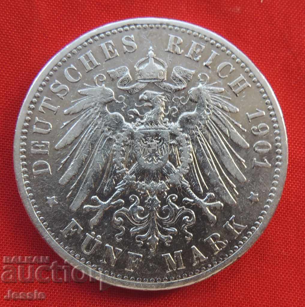 5 Марки 1901 А Прусия Гемания сребро