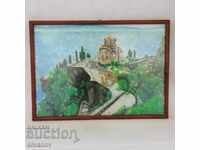 Pictură acvarelă interesantă pe carton, înrămată #322