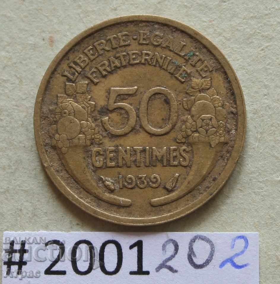 50 de centime 1939 Franța