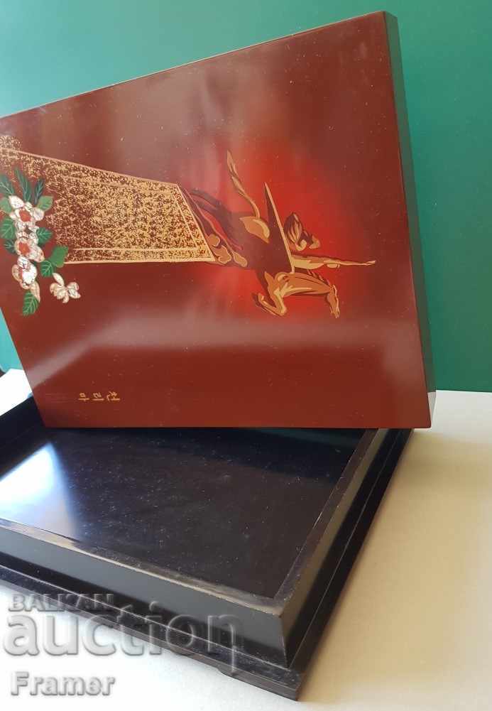 Lacquer box GREAT North Korea intarsia mother of pearl 1960s - 6 Lacquer box GREAT North Korea intarsia mother of pearl 1960s - 6