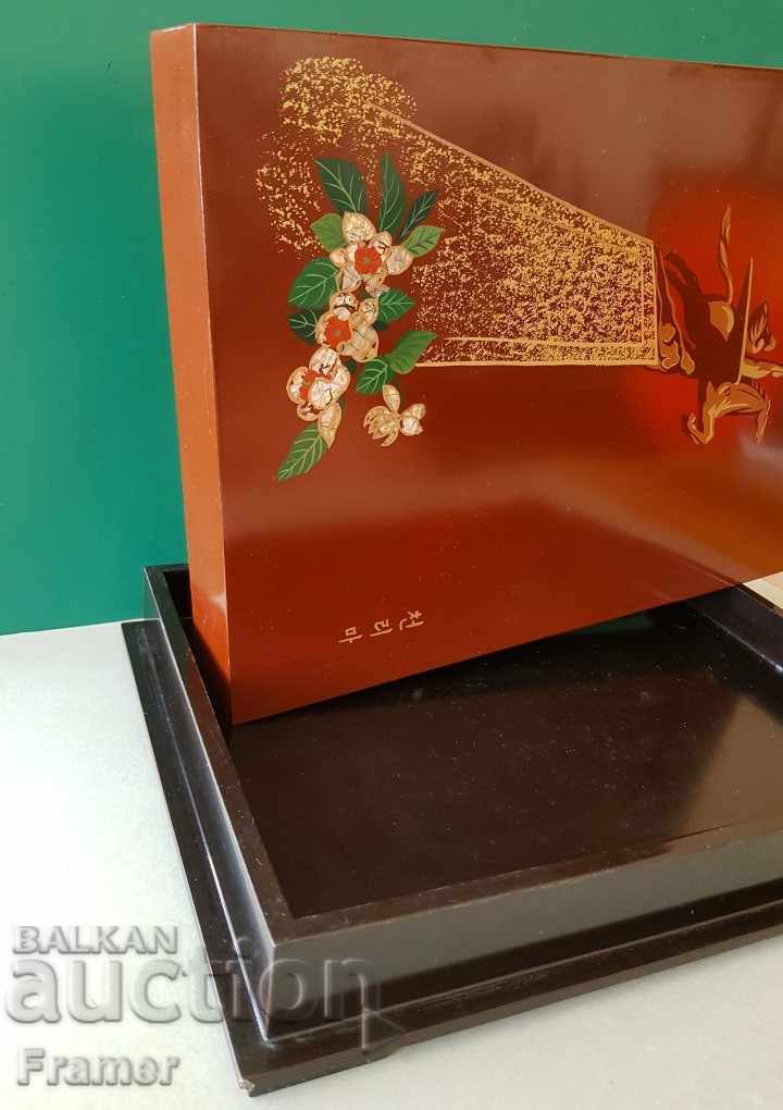 Lacquer box GREAT North Korea intarsia mother of pearl 1960s - 7 Lacquer box GREAT North Korea intarsia mother of pearl 1960s - 7