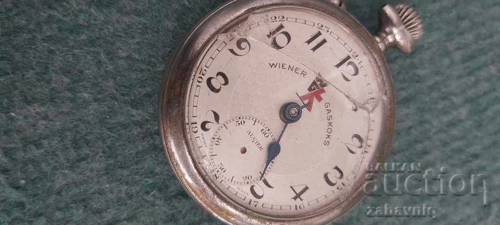 Τσέπη μηχανικό ρολόι Wiener Gaskoks πρωτότυπο.