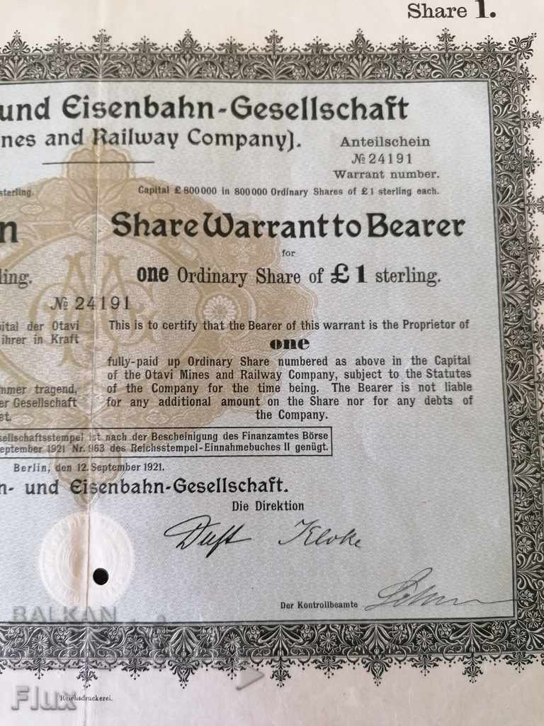 Action | Otavi Mines & Railway Company | 1921 - 5 Action | Otavi Mines & Railway Company | 1921 - 5