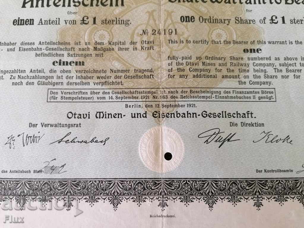 Action | Otavi Mines & Railway Company | 1921 - 6 Action | Otavi Mines & Railway Company | 1921 - 6