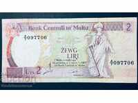 Malta 2 Lira Banknote A7 Prefix 1979 Ref 7706