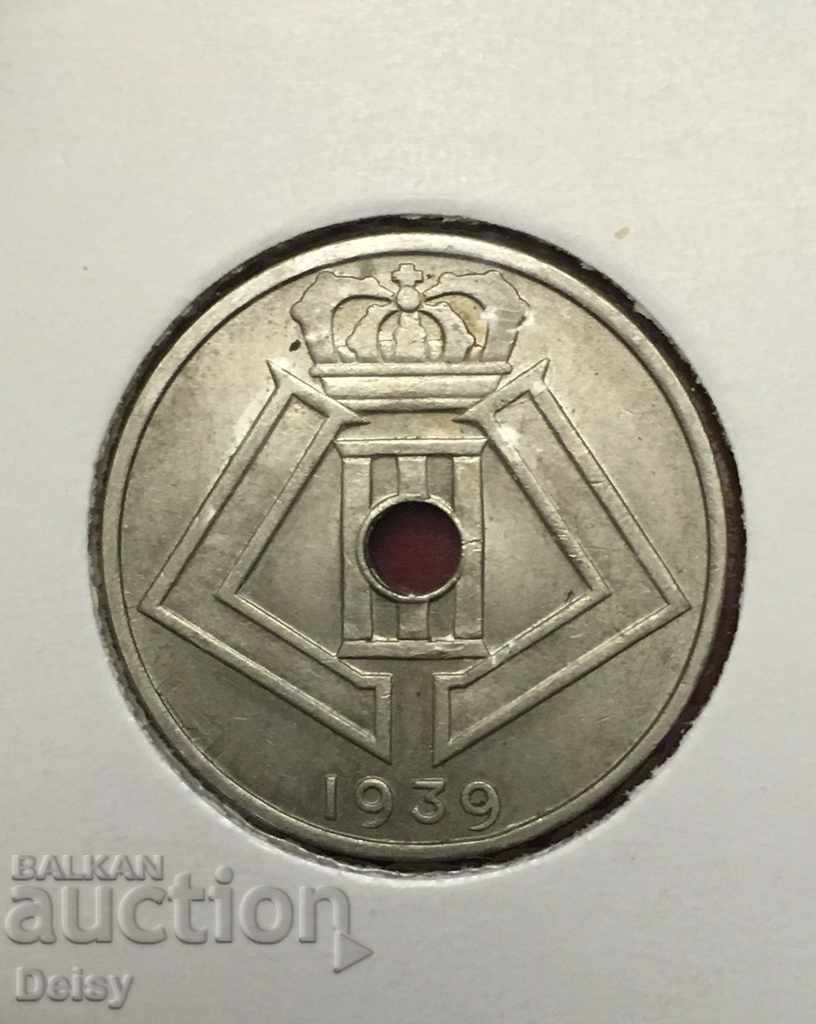 Белгия 25 цента 1939г. UNC!