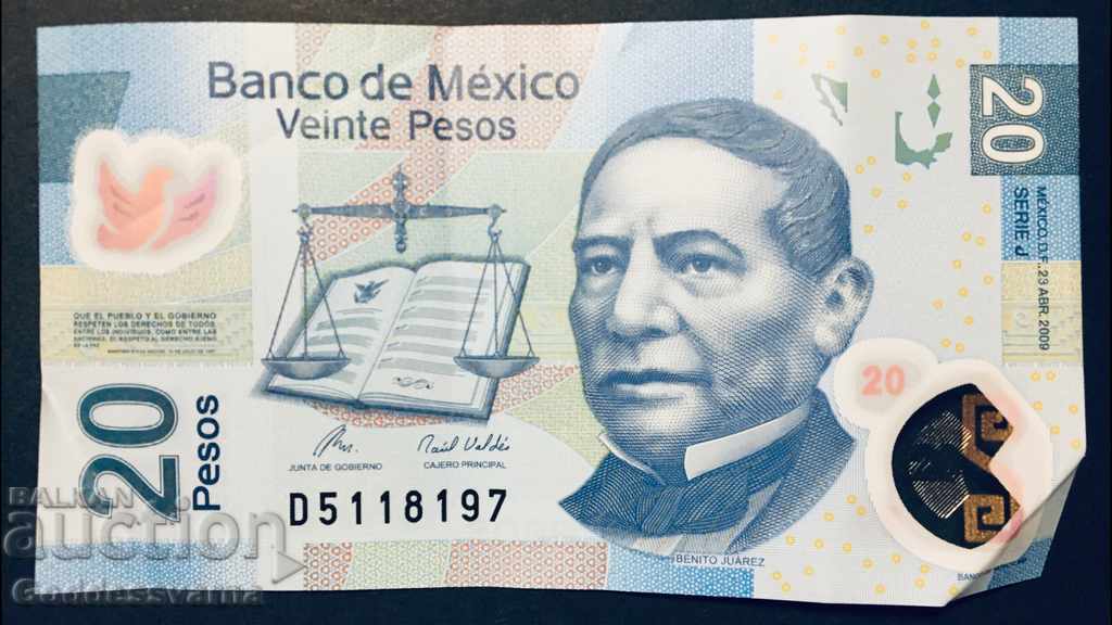 Mexico 20 Pesos 2009 Pick 122G Ref 8197