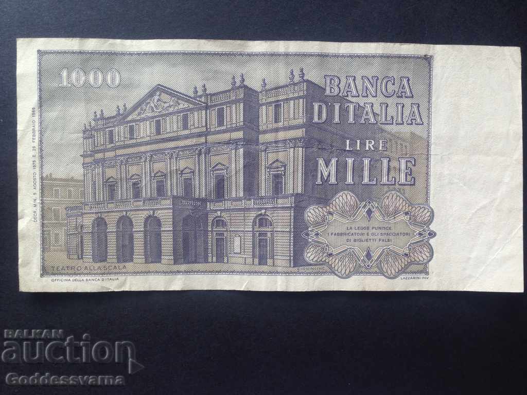 Italy 1000 lire 1969 Pick 101a Ref low number 000360 with price 16.00 BGN | € 8.18