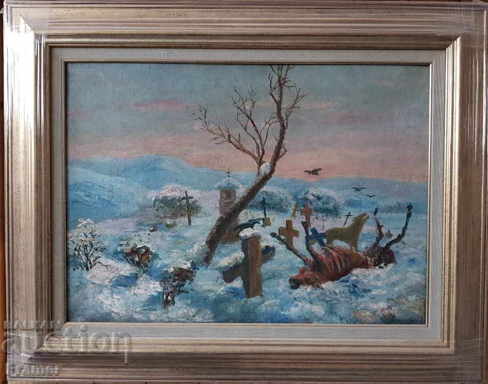 Painting by Stanyo Stamatov 1886 - 1968 Military Cemetery oil with price 1980.00 BGN | € 1012.36 Painting by Stanyo Stamatov 1886 - 1968 Military Cemetery oil with price 1980.00 BGN | € 1012.36