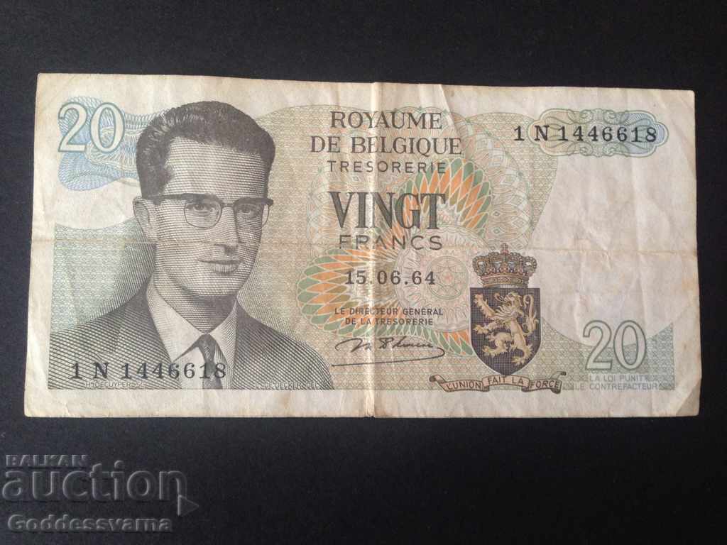 Βέλγιο 20 φράγκοι 1964 Ref 6616
