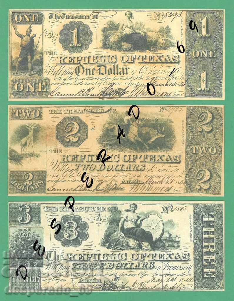 (¯`'•.¸(reproduction) USA (Texas) 1841 UNC -9 pcs. banknotes with price 36.00 BGN | € 18.41 (¯`'•.¸(reproduction) USA (Texas) 1841 UNC -9 pcs. banknotes with price 36.00 BGN | € 18.41