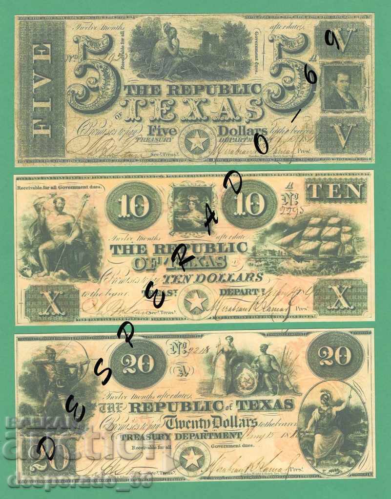 Delivery of (¯`'•.¸(reproduction) USA (Texas) 1841 UNC -9 pcs. banknotes Delivery of (¯`'•.¸(reproduction) USA (Texas) 1841 UNC -9 pcs. banknotes