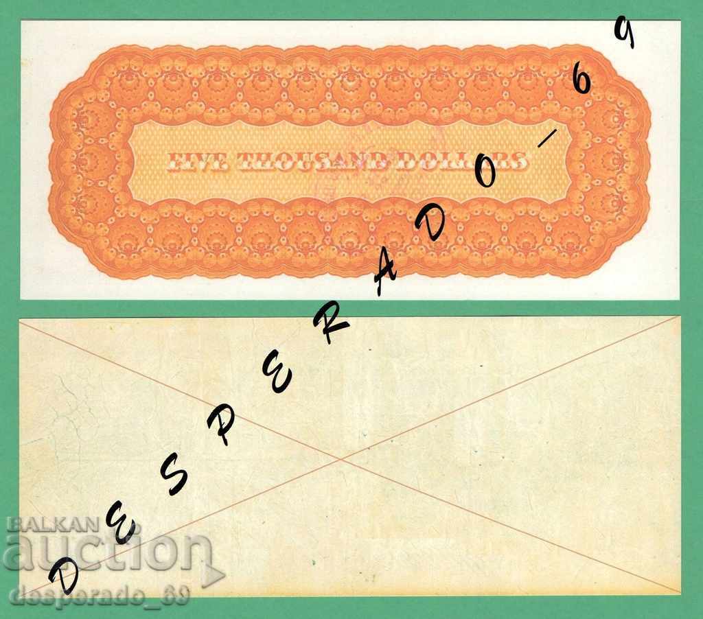 (¯ '' • .¸ (Αναπαραγωγή) ΗΠΑ 1863 UNC -5 Τραπεζογραμμάτια " - 5 (¯ '' • .¸ (Αναπαραγωγή) ΗΠΑ 1863 UNC -5 Τραπεζογραμμάτια " - 5
