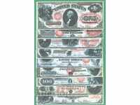 (¯`'•.¸(репродукция)  САЩ 1874-1878 UNC -9 бр.банкноти.•'´¯)