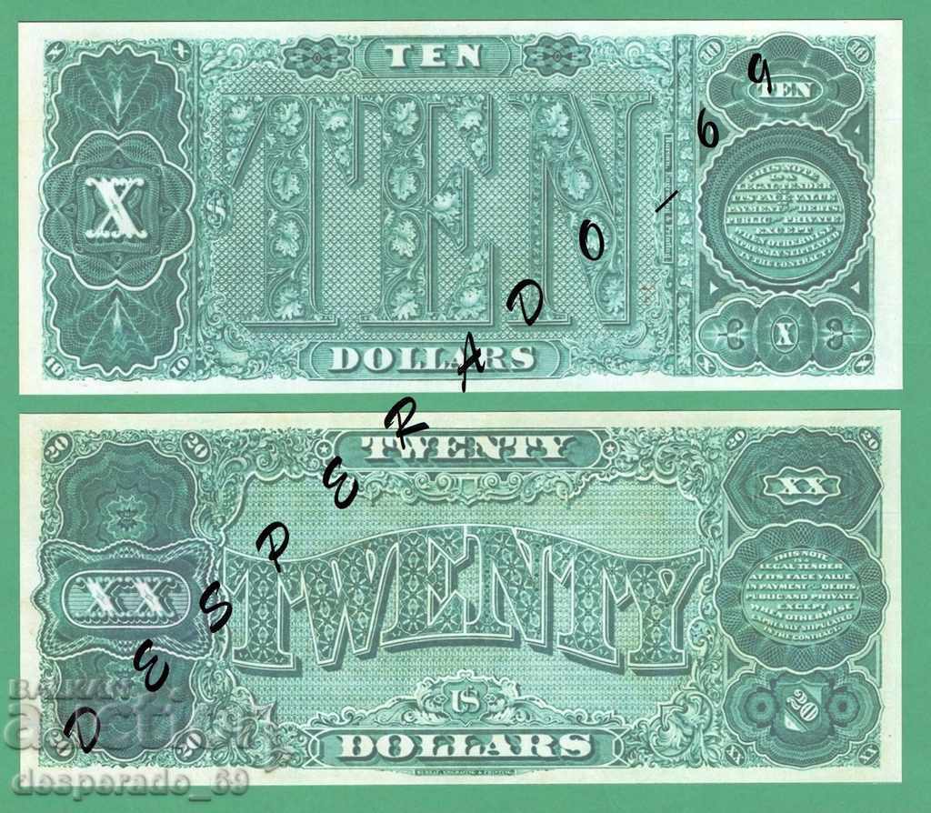 (¯`'•.¸(репродукция)  САЩ 1890 UNC -7 бр.банкноти¸.•'´¯) - 5