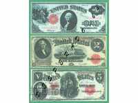(¯`'•.¸(репродукция)  САЩ 1901-1917 UNC -3 бр.банкноти.•'´¯)