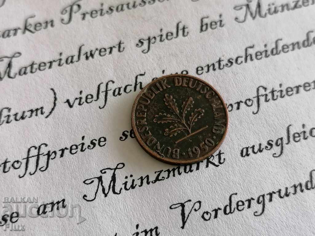 Coin - Germany - 1 pfennig | 1950; Series D with price 0.80 BGN | € 0.41