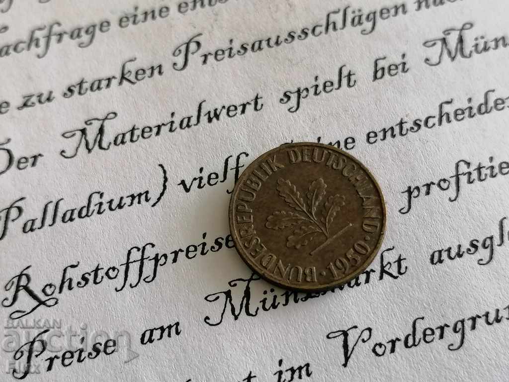Coin - Germany - 5 Pfennig | 1950; Series D with price 1.50 BGN | € 0.77 Coin - Germany - 5 Pfennig | 1950; Series D with price 1.50 BGN | € 0.77