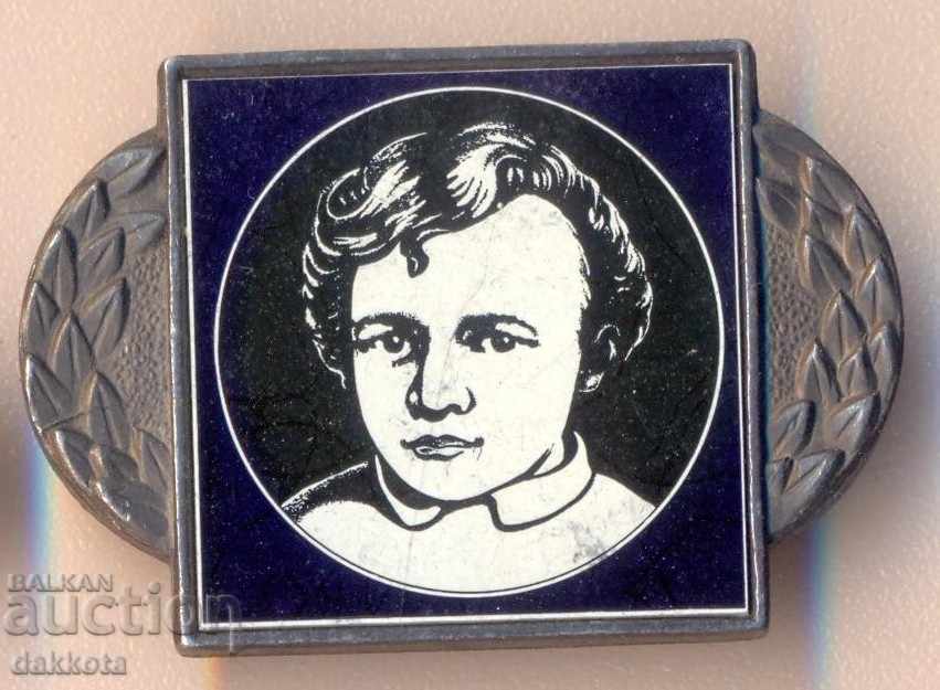 Badge badge, "Young Lenin". Mirror glass.