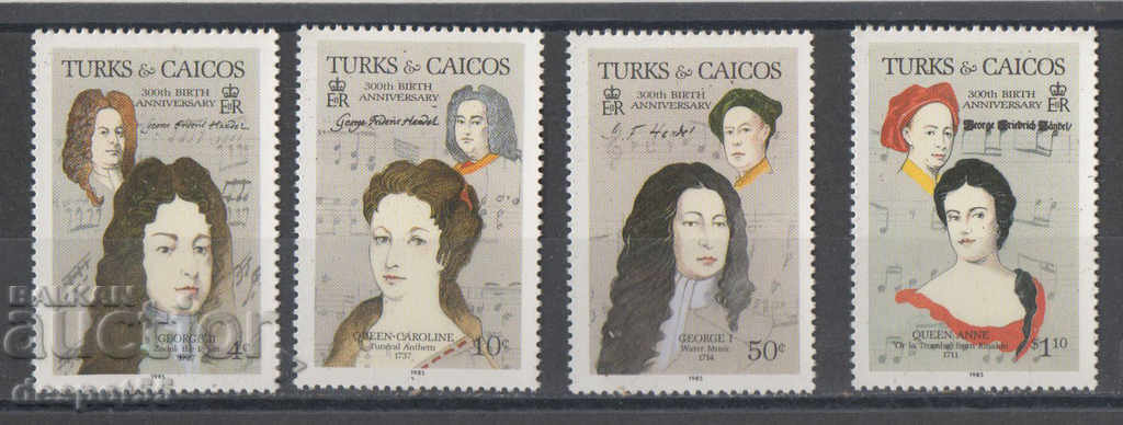 1985. Turks and Caicos. Hendel's 300th Birthday.