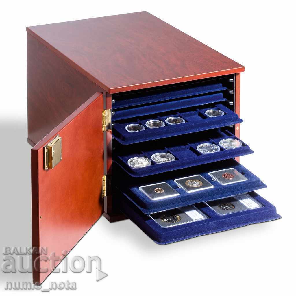 Дървена кутия за съхранение на монети с ключ - Leuchtturm