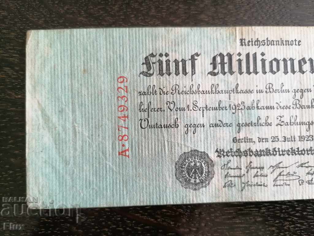 Auction Reich banknote - Germany - 5,000,000 marks | 1923 Auction Reich banknote - Germany - 5,000,000 marks | 1923