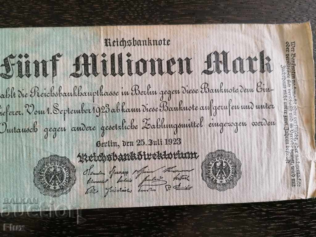 Delivery of Reich banknote - Germany - 5,000,000 marks | 1923 Delivery of Reich banknote - Germany - 5,000,000 marks | 1923