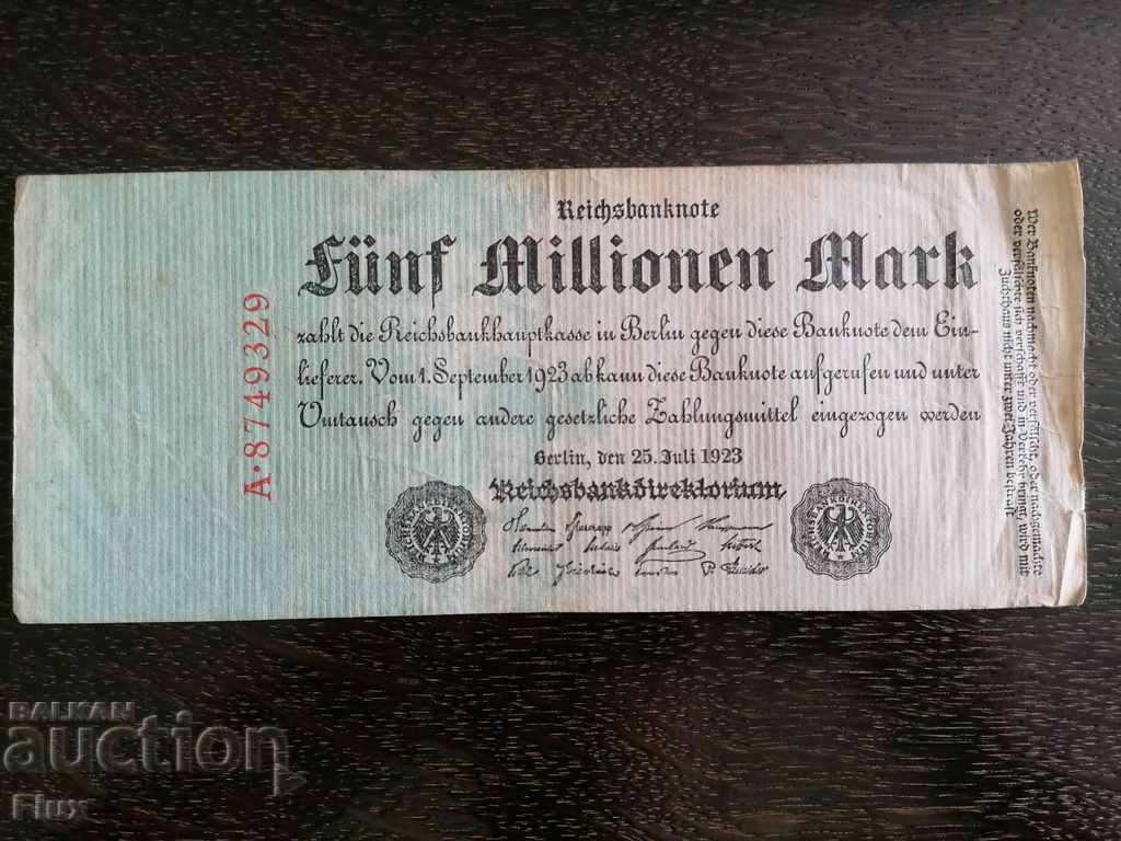 Bancnota Reich - Germania - 5.000.000 de mărci | 1923