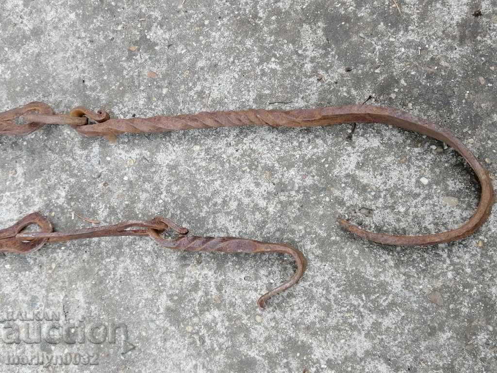 Old forged chain with hook, hearth for hearth chain hook - 5 Old forged chain with hook, hearth for hearth chain hook - 5