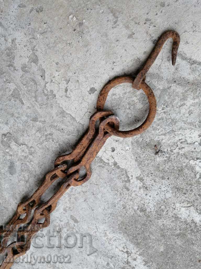 Old forged chain with hook, hearth for hearth chain hook with price 43.00 BGN | € 21.99 Old forged chain with hook, hearth for hearth chain hook with price 43.00 BGN | € 21.99