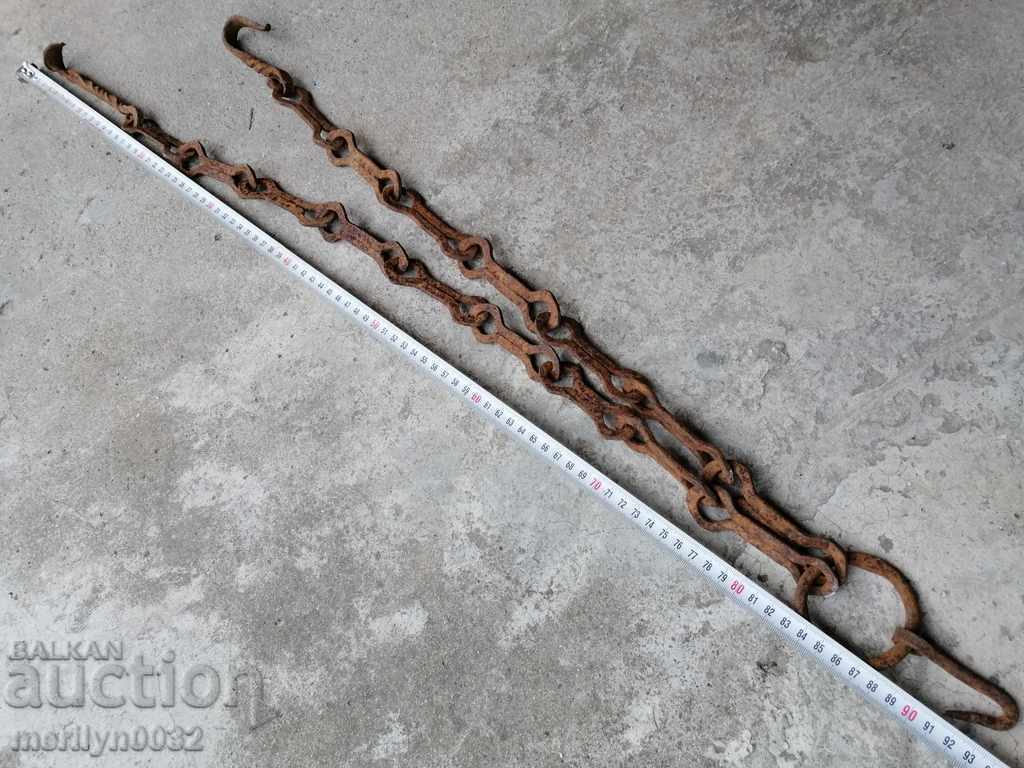 Old forged chain with hook, hearth for hearth chain hook - 5 Old forged chain with hook, hearth for hearth chain hook - 5