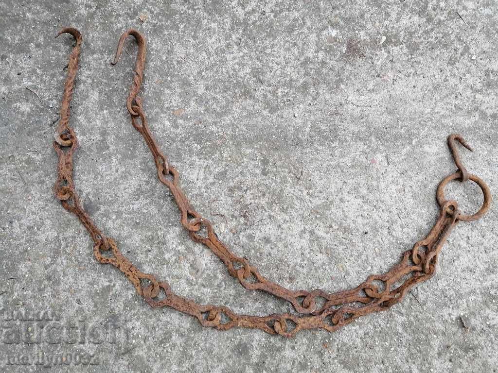 Old forged chain with hook, hearth for hearth chain hook - 6 Old forged chain with hook, hearth for hearth chain hook - 6