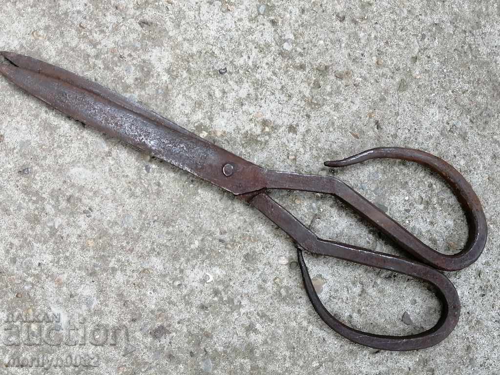Old hand forged scissors, wrought iron - 5